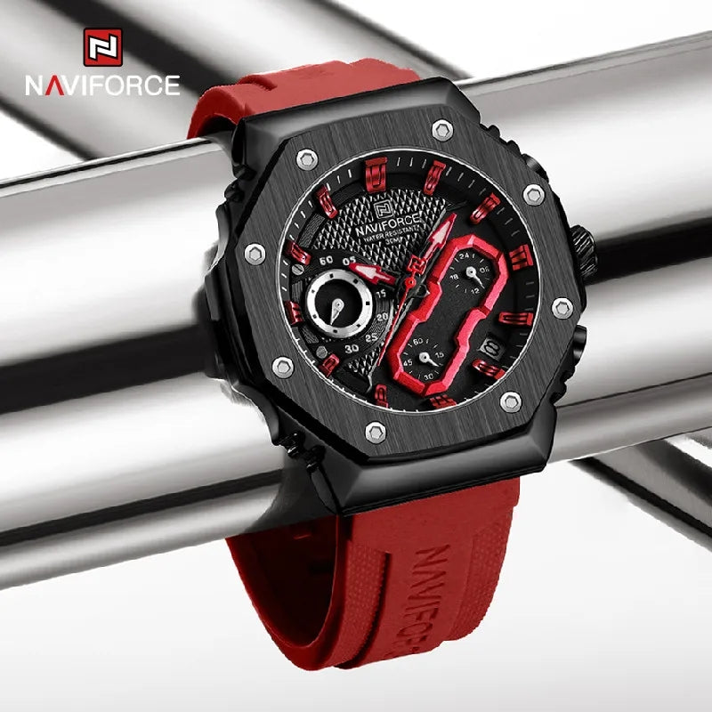 Reloj Analogo Naviforce Original Rojo- M8035