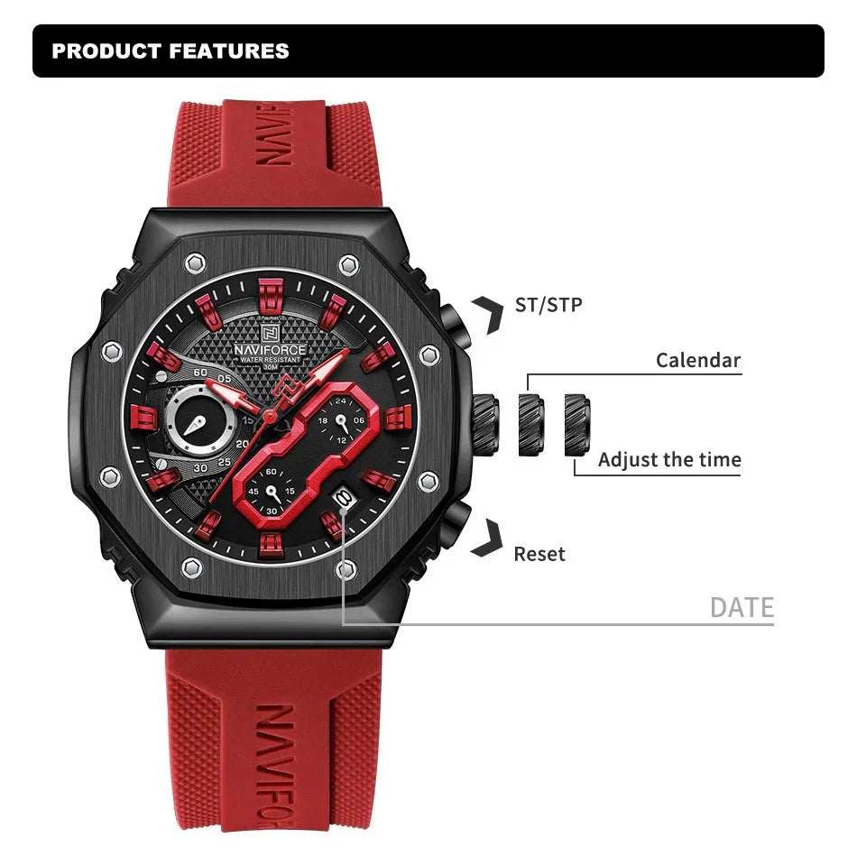 Reloj Analogo Naviforce Original Rojo- M8035