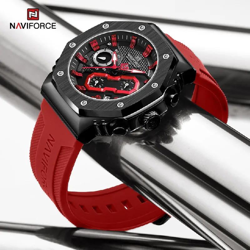 Reloj Analogo Naviforce Original Rojo- M8035
