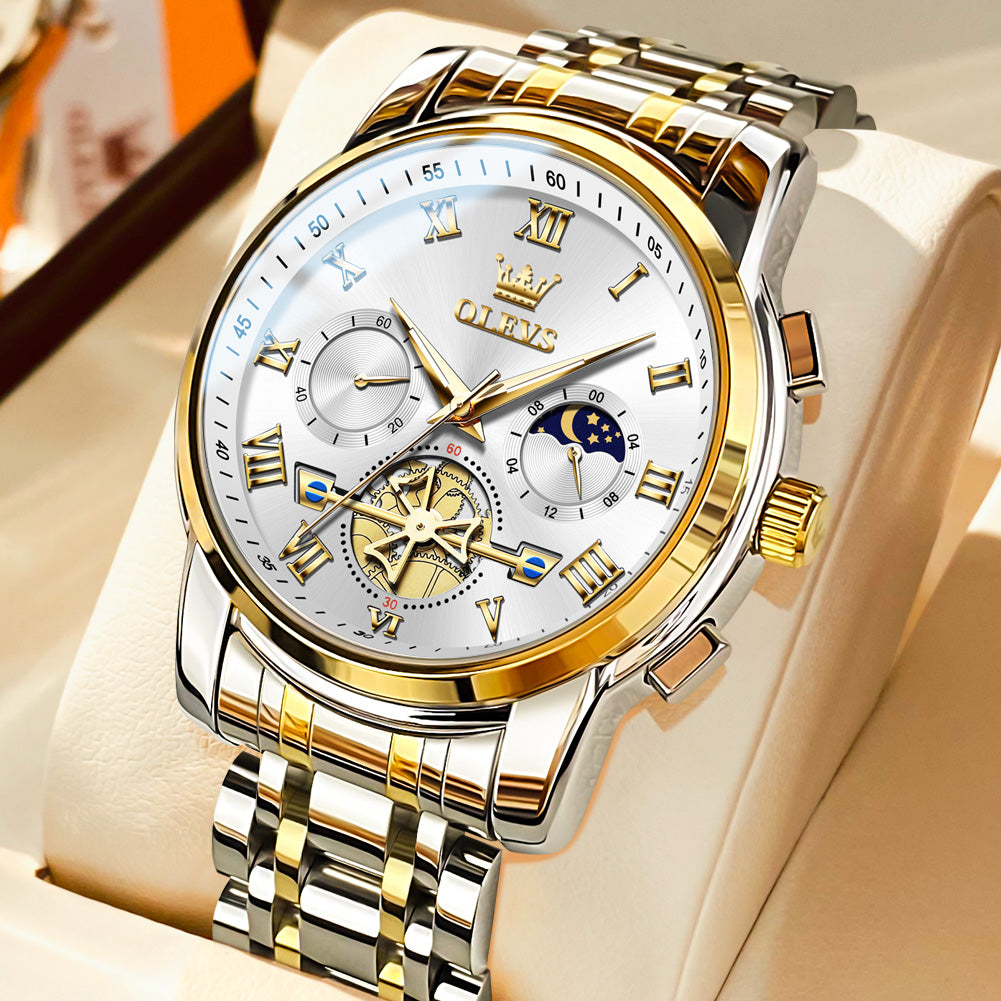 Reloj Analogo Olevs Con Cronógrafos M-2859 Blanco