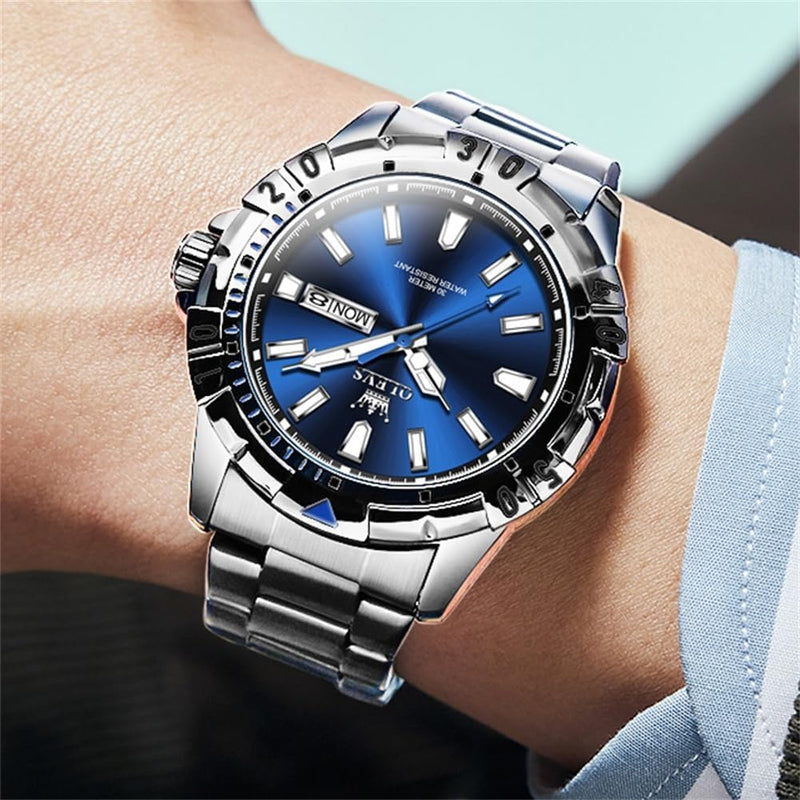 Reloj Analogo OLEVS Azul Original Resistente al Agua M-5560A