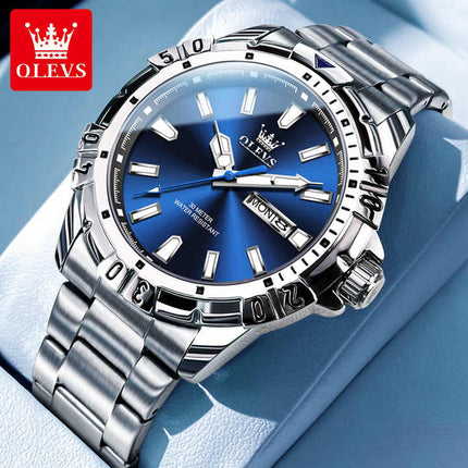 Reloj Analogo OLEVS Azul Original Resistente al Agua M-5560A