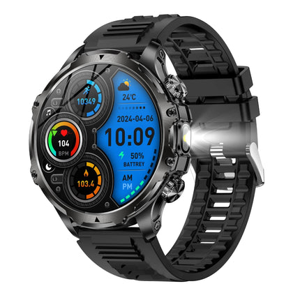 Reloj Inteligente Con Linterna M-AK75 Negro Pulsera de Silicona