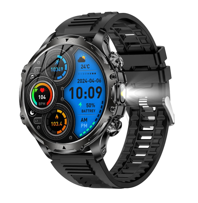Reloj Inteligente Con Linterna M-AK75 Negro Pulsera de Silicona