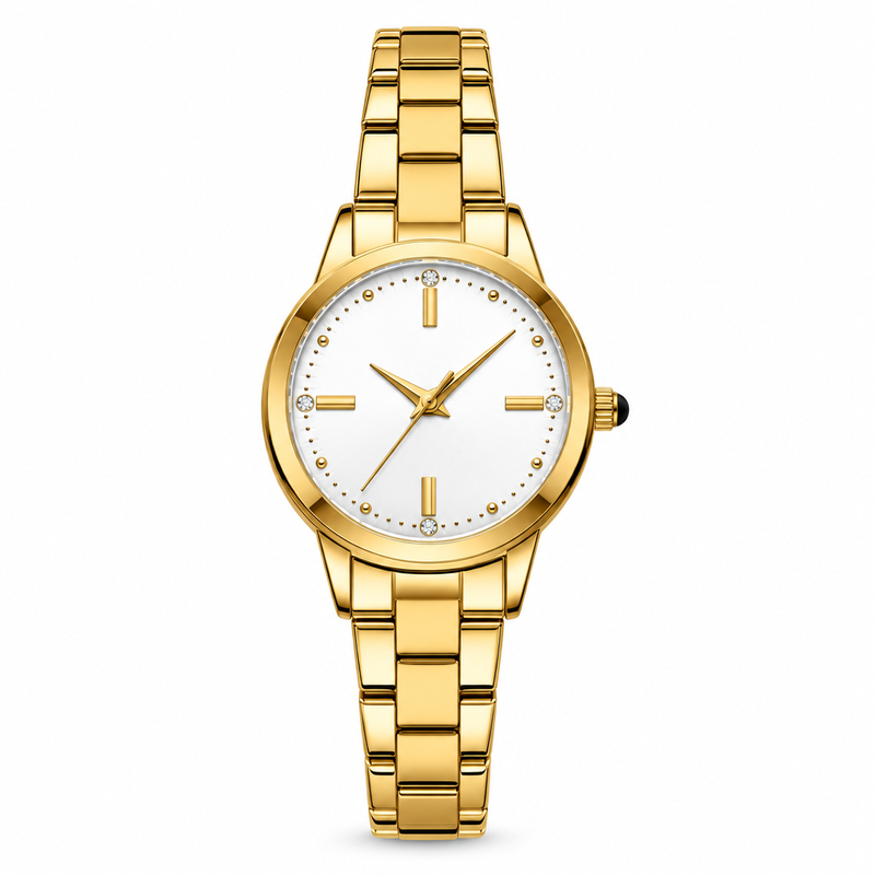 Reloj CURREN 9094 dorado con esfera blanca vista frontal