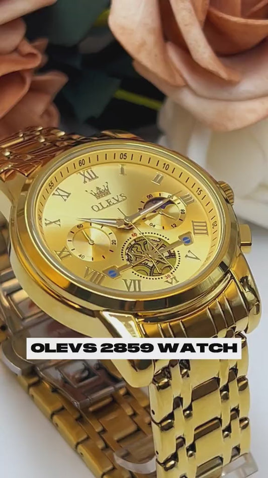 Reloj Analogo Olevs Con Cronógrafos M2859 Dorado