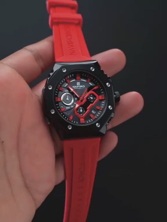 Reloj Analogo Naviforce Original Rojo