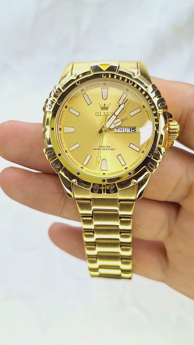Reloj OLEVS Dorado Original Resistente al Agua - M-5560D