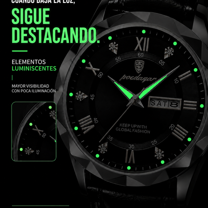 Reloj Poedagar 615 – Acero Inoxidable con Fechador, Sumergible 30 m