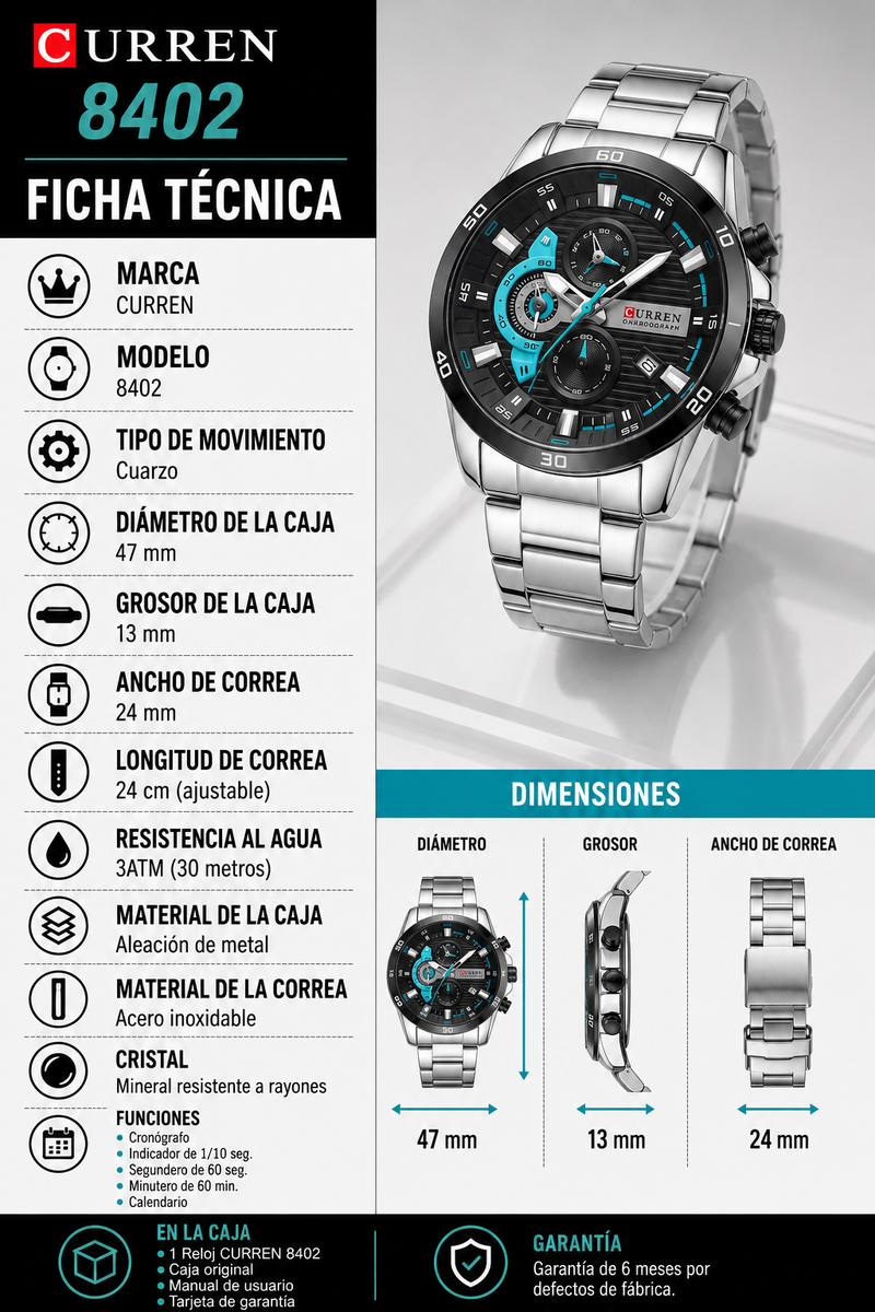 Reloj Analogo Curren MD8402