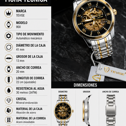 Reloj Automático Tevise - T900 - Analogo