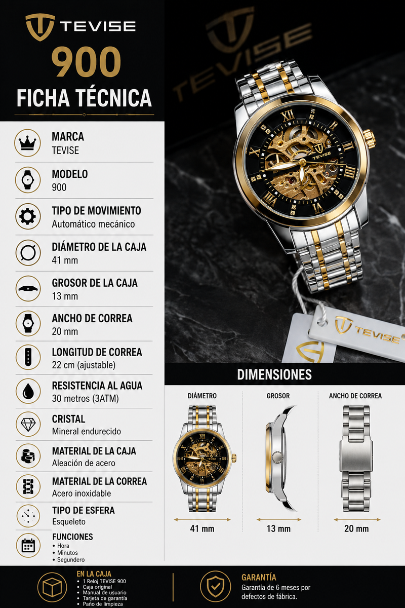 Reloj Automático Tevise - T900 - Analogo