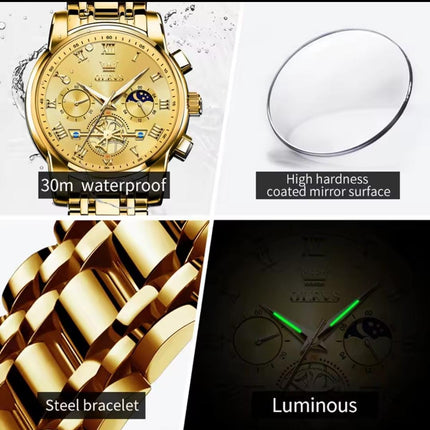 Reloj Analogo Olevs Con Cronógrafos M2859 Dorado