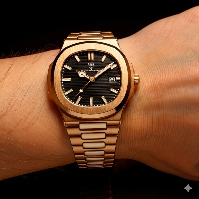 Reloj Poedagar Dorado Con Fechador - Analogo