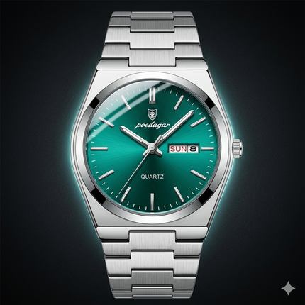 Reloj Analogo Poedagar Con Fechado - Verde