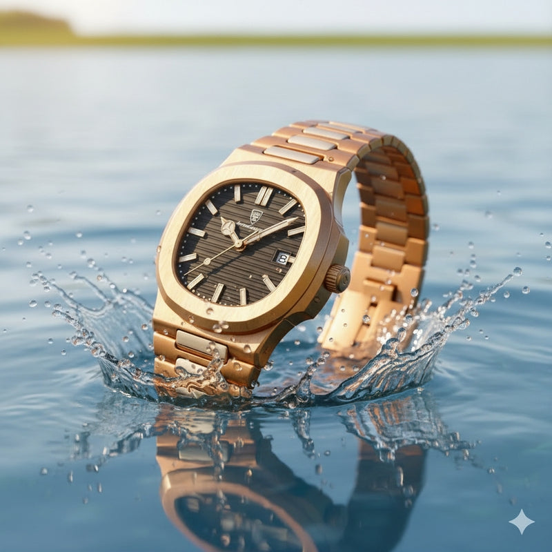 Reloj Poedagar Dorado Con Fechador - Analogo