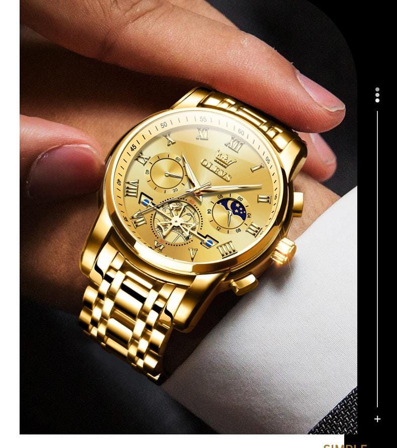 Reloj Analogo Olevs Con Cronógrafos M2859 Dorado