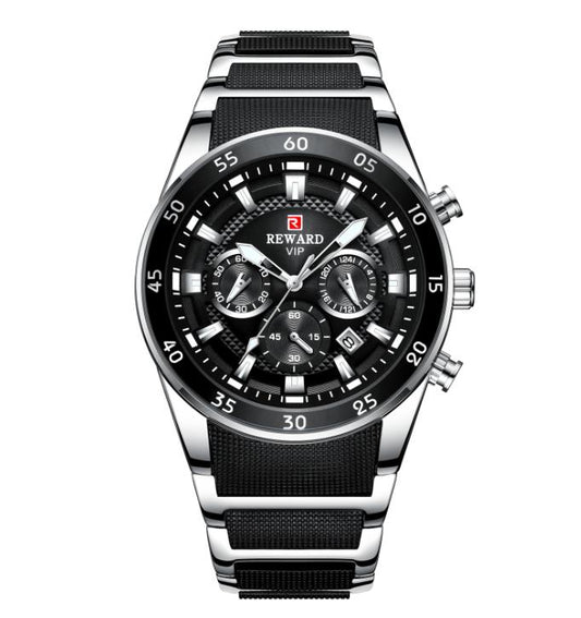 Reloj Analogo Reward para Caballero Negro/Plateado