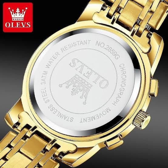 Reloj Analogo Olevs Con Cronógrafos M2859 Dorado