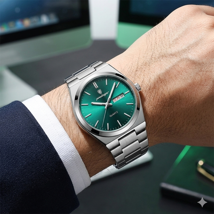 Reloj Analogo Poedagar Con Fechado - Verde