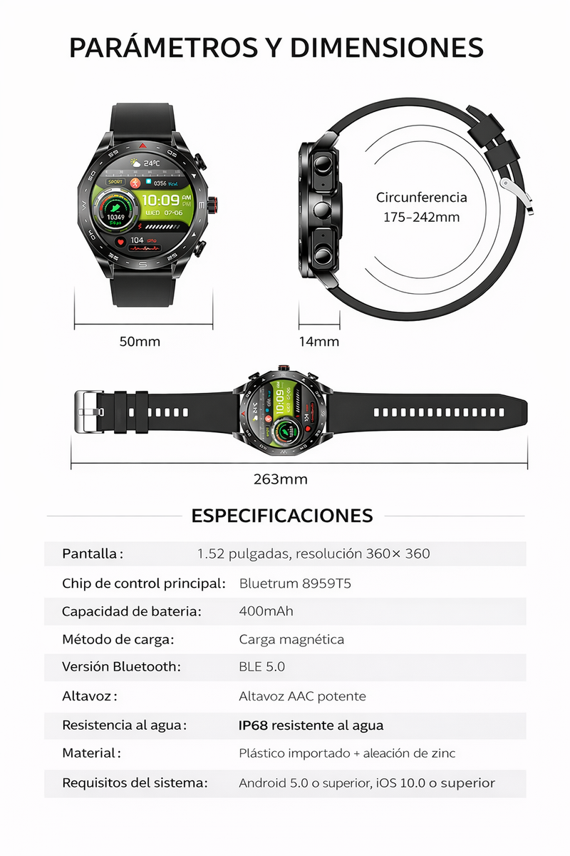 Reloj Inteligente - Smartwatch MDT95 BK
