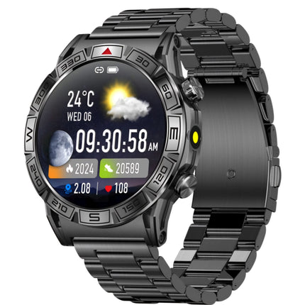 Reloj Inteligente Con Linterna  (k-c80) Negro Pulsera Metalica