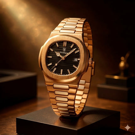 Reloj Poedagar Dorado Con Fechador - Analogo