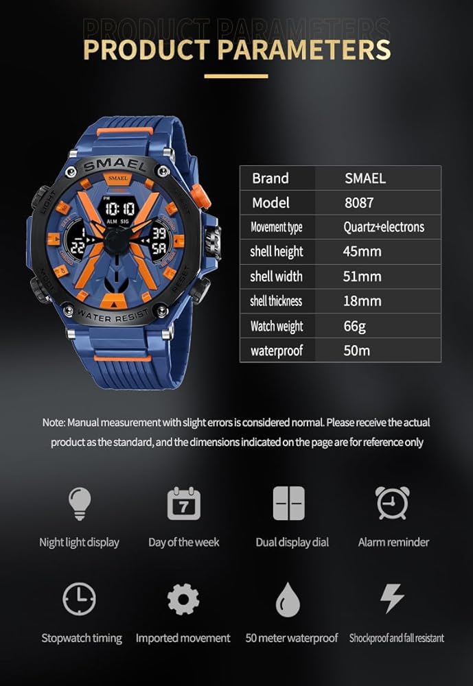 Reloj Doble Hora Contra el agua - Smael MD8087