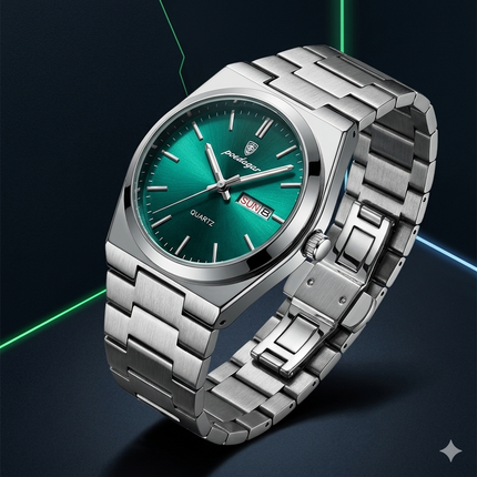 Reloj Analogo Poedagar Con Fechado - Verde