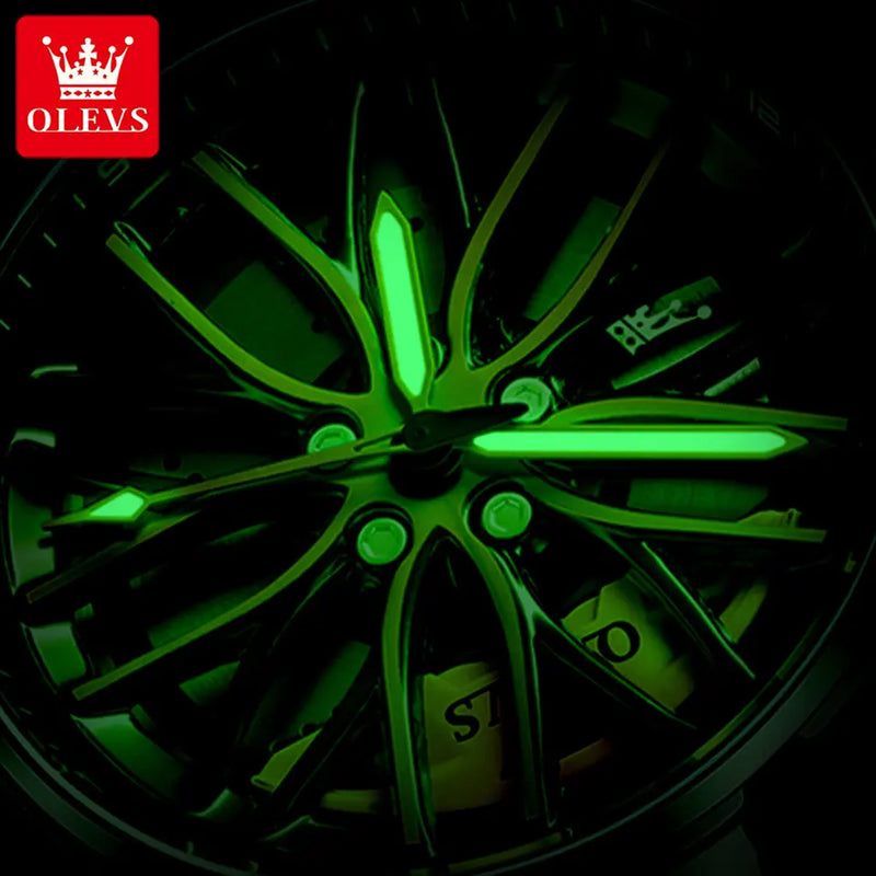 Reloj Analogo Olevs Caratula Giratoria Negro Verde